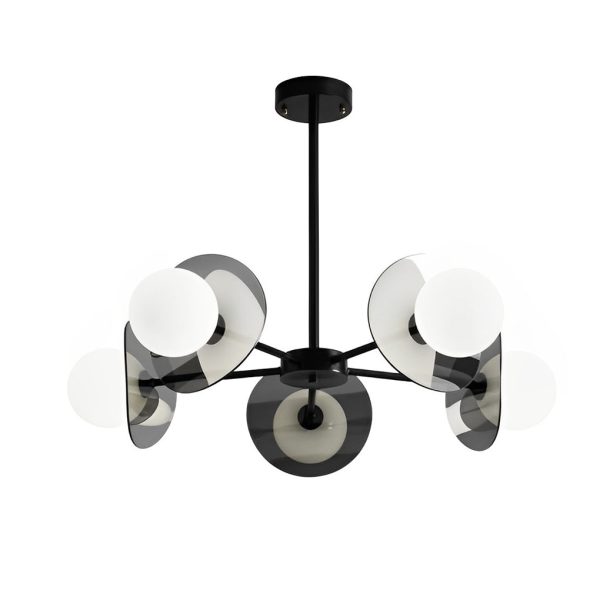 Round Electroplated Glass Piece Copper Black Modern Chandeliers Light - Image 8