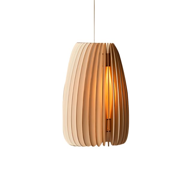 Handmade Wood Veneer Lanterns LED Nordic Japanese Style Pendant Lights - Image 8