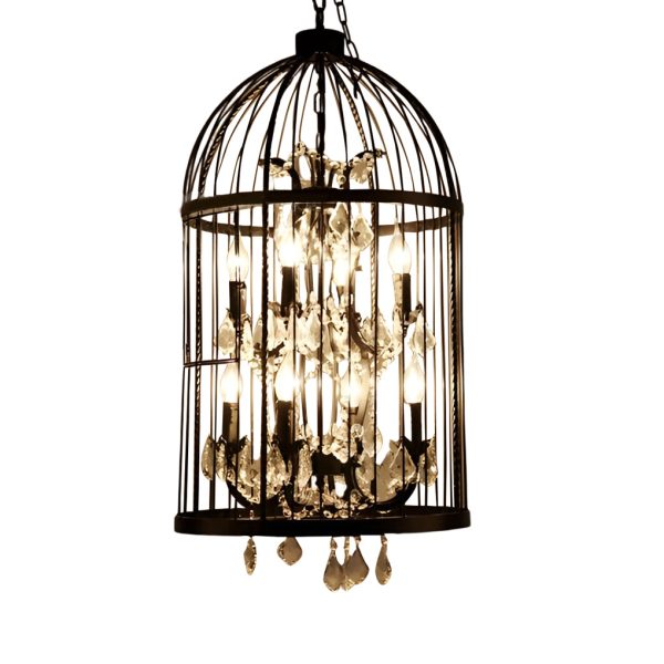 Birdcage Iron Crystal Ornaments Retro Industrial Style Chandelier Light - Image 11