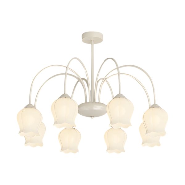 8 Heads Pastoral Bell Orchid Flowers 3 Step Dimming French Style Chandelier - Image 7