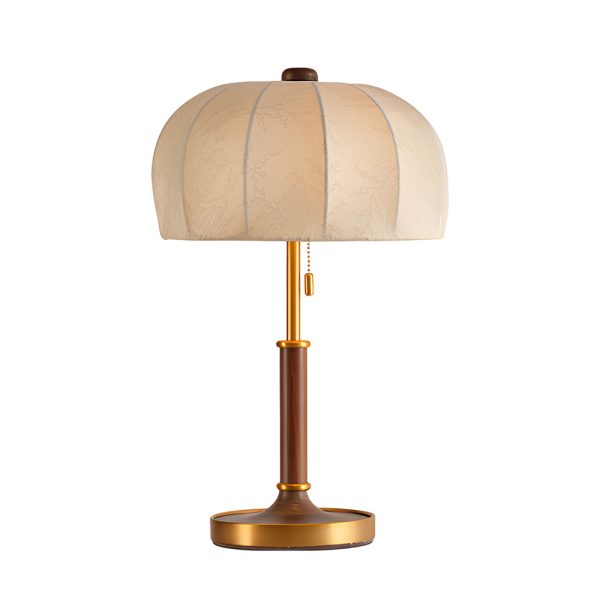 Retro Brass Dome Fabric Table Lamp Pull Chain Bedroom Lamp - Image 11