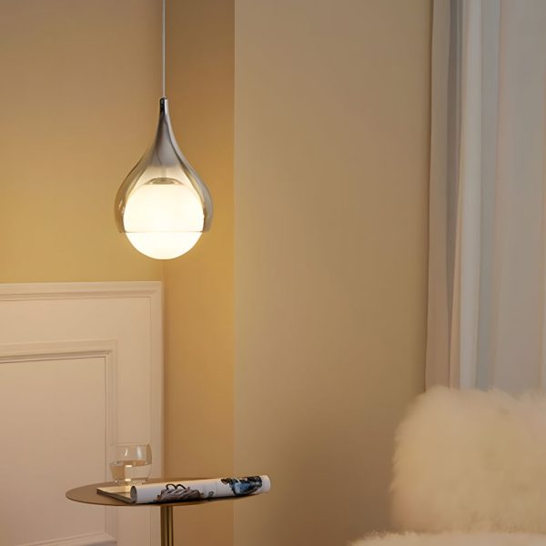 Modern 1-Light Teardrop Droplet Glass Pendant Light, Adjustable Height - Image 2