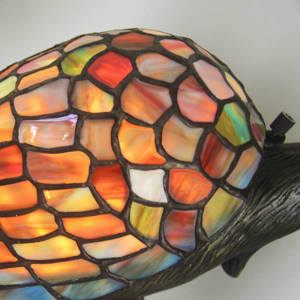Vintage Tiffany Crane 1-Light Stained Glass Table Lamp - Image 5