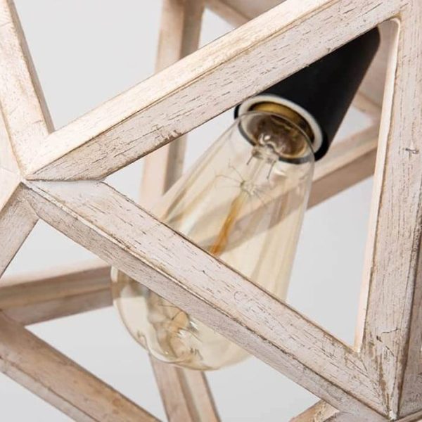 Vintage Aged Wooden Cage 1-Light Semi-Flush Mount Ceiling Light - Image 8