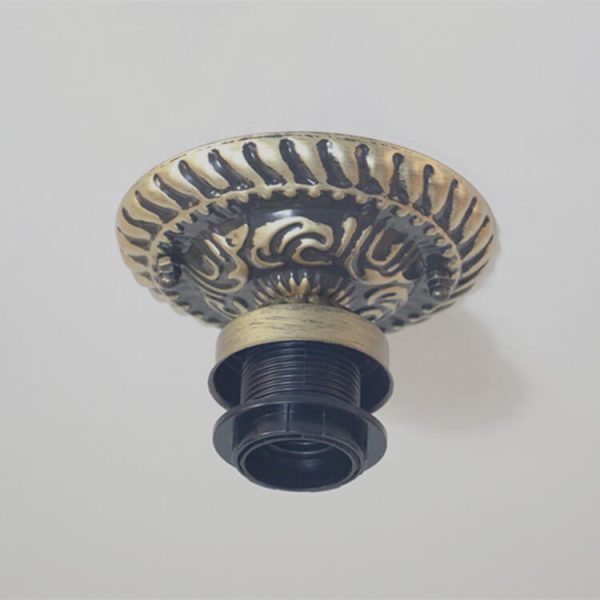 Vintage Tiffany Red Rose Glass 1-Light Semi-Flush Mount Ceiling Light - Image 5