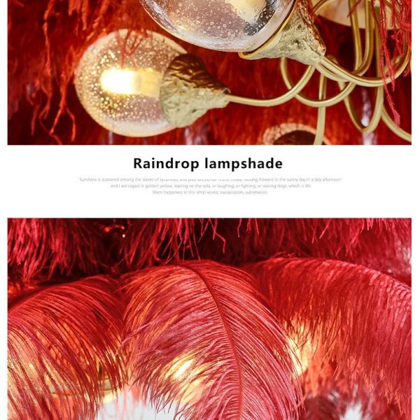 Modern Ostrich Feather 6-Light Brass Chandeliers - Image 10