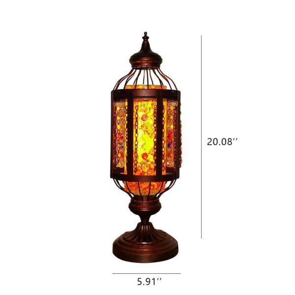 Vintage Turkish Stained Glass Lantern 1-Light Table Lamp - Image 7