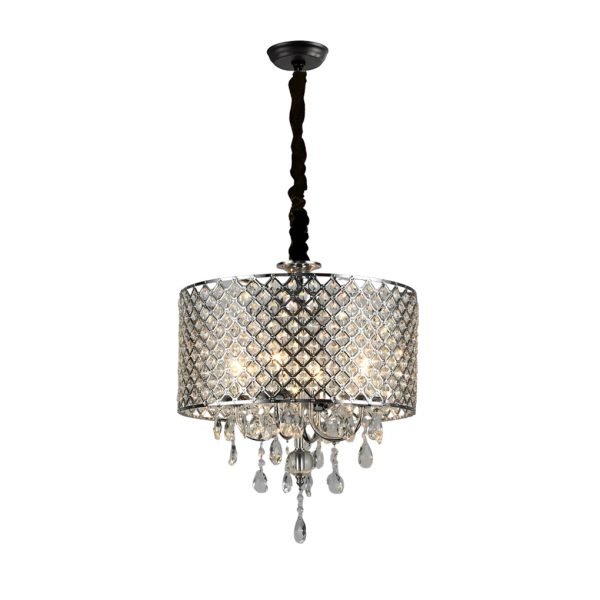 Round Iron Crystal Pendant Retro American Style Chandelier Hanging Lights - Image 6