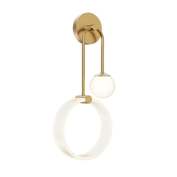 Modern 2-Light LED Wall Sconces with Acrylic Ring and Frosted Globe - Image 9