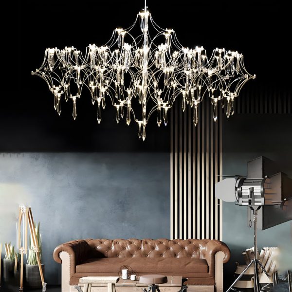 Stainless Steel Crystal Pendants Raindrops LED Italian Style Chandelier - Image 3