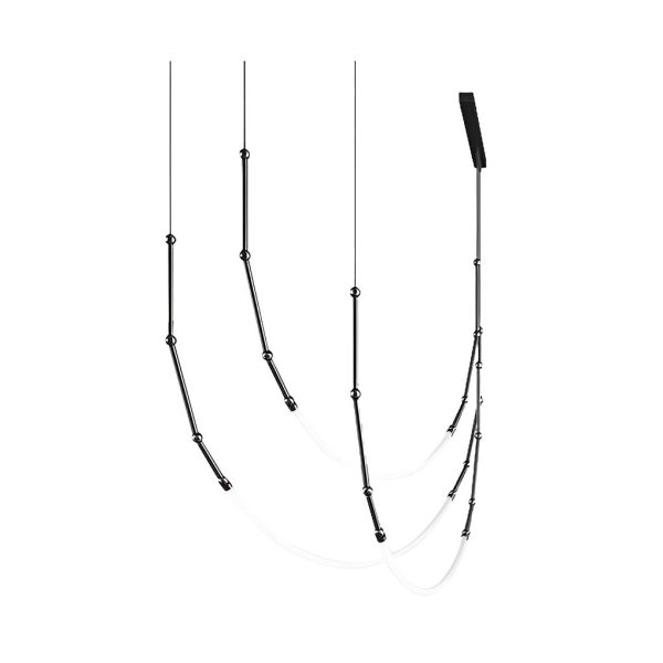 Adjustable Minimalist Line Bamboo Knots Modern Staircase Chandelier - Image 6