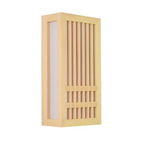 Simple Solid Wood Rectangular 1-Light Japanese Wall Sconce Lamp - Image 10