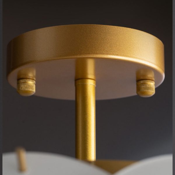 French Glass Round Drum 5/6 Light Semi-Flush Mount Ceiling Light - Image 10