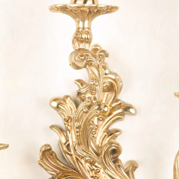 French Vintage Brass Candle 2/3 Light Wall Sconce Lamp - Image 9