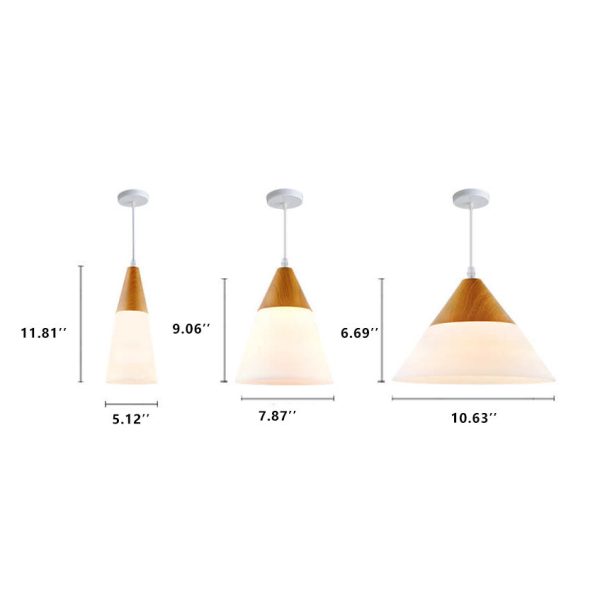 Nordic Wood Grain Glass Cone Shaped 1-Light Pendant Light - Image 8