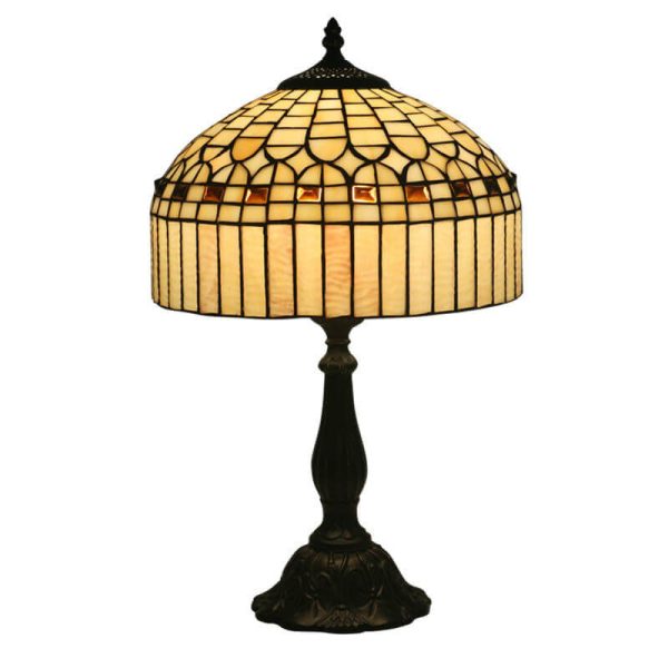 European Tiffany Yellow Baroque Glass 1-Light Table Lamp - Image 5