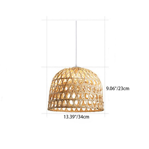 Modern Bamboo Weaving Dome Shape 1-Light Pendant Light - Image 6