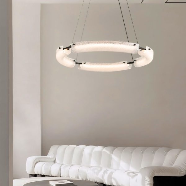 26''/34''/42'' Wide LED Frosted Water Glass Ring Chandelier - Image 2