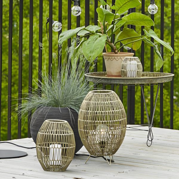 Spaceship Lighting Handmade Rattan Oval Cage Waterproof Outdoor Floor Lamp - Image 4