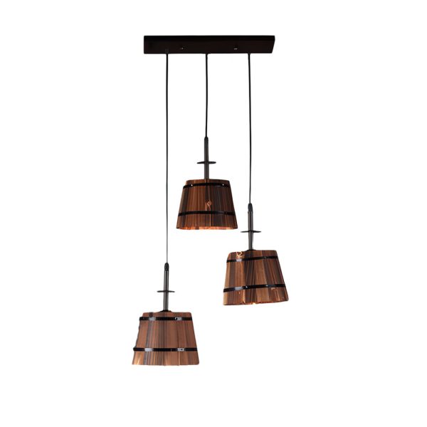 1/3-Light Rustic Wood Bucket Shade Pendant Lighting for Cafe Bar - Image 6