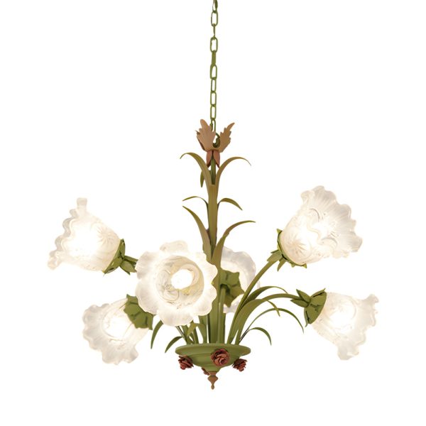 Modern Pastoral Green Flower Hanging Chandelier - 3/6/8-Light - Image 8