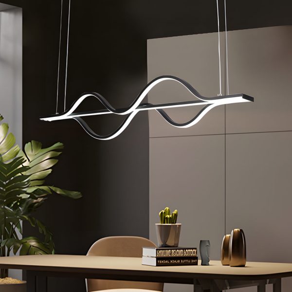 Simple Long Waves Lines 3 Step Dimming Modern Dining Room Chandeliers - Image 2
