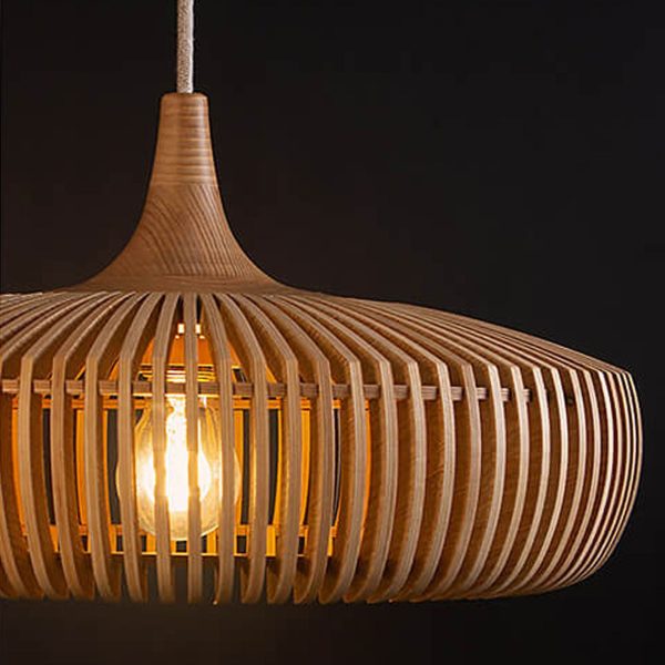 Nordic Vintage Wooden Round Dome Lid  1-Light Pendant Light - Image 8