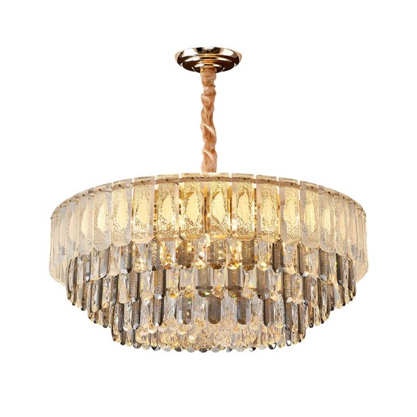 Round Three Step Dimming LED Crystal Strips Postmodern Chandelier Light - Image 8