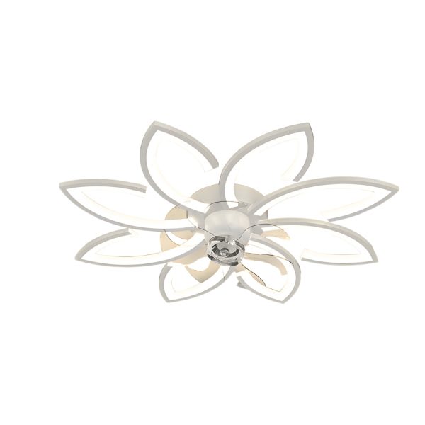 Modern Flowers Three Step Dimming LED Nordic Flush Mount Ceiling Fan Lamp - Image 9