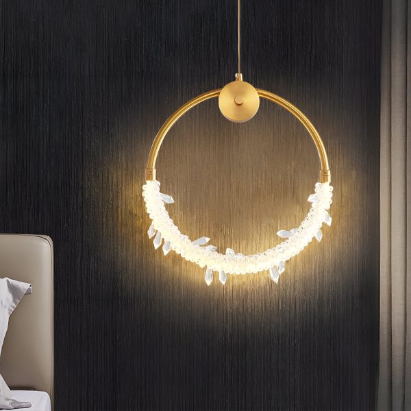 Dia 9''/11'' Ring LED Crystal Small Bedside Pendant Lights Hanging Lamp - Image 2