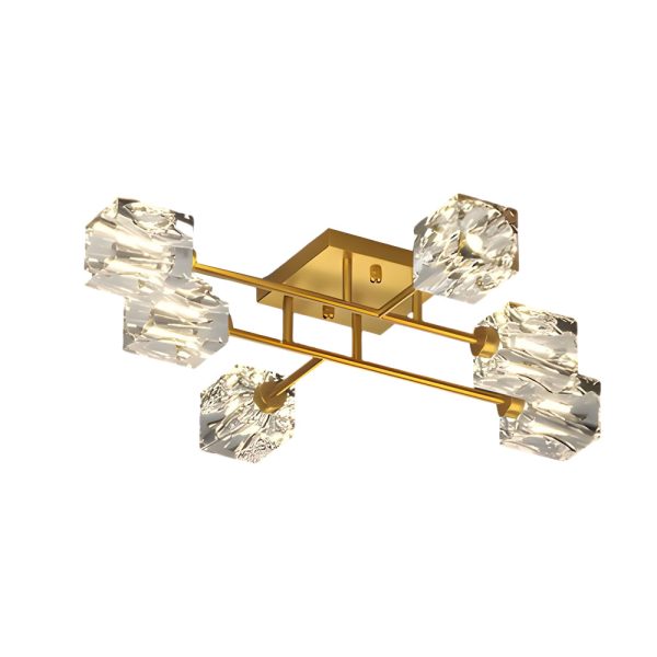 Modern Copper Crystal Cube Semi-Flush Mount Light Fixture, 4/6/8-Light - Image 11