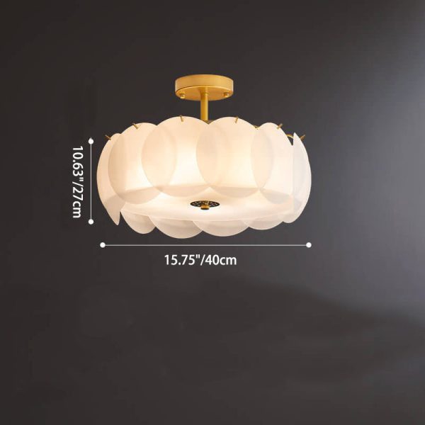 French Glass Round Drum 5/6 Light Semi-Flush Mount Ceiling Light - Image 5
