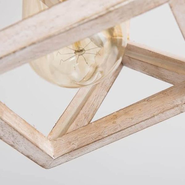 Vintage Aged Wooden Cage 1-Light Semi-Flush Mount Ceiling Light - Image 10