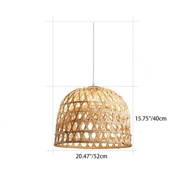 Modern Bamboo Weaving Dome Shape 1-Light Pendant Light - Image 7