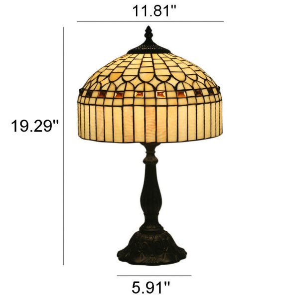 European Tiffany Yellow Baroque Glass 1-Light Table Lamp - Image 4