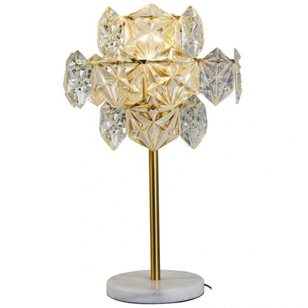 Modern Snowflake Glass Shade 2-Light Marble Base Table Lamp - Image 12