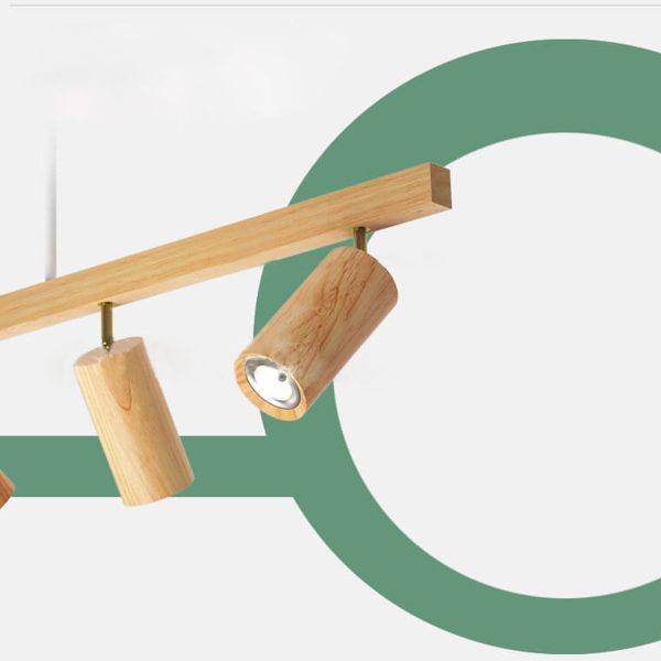 Nordic Minimalist Solid Wood Spotlight Track 2/3/4 Light Chandelier - Image 15