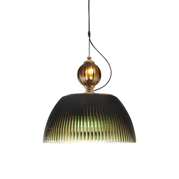 Retro Gradient Dark Green Striped Glass Art Nordic Pendant Lights Fixture - Image 9