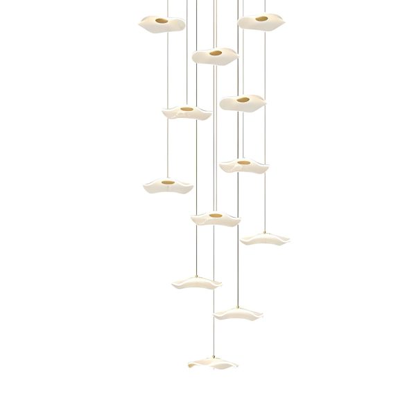 Small Acrylic Lotus Leaves LED Creative Modern Staircase Chandelier - Image 8