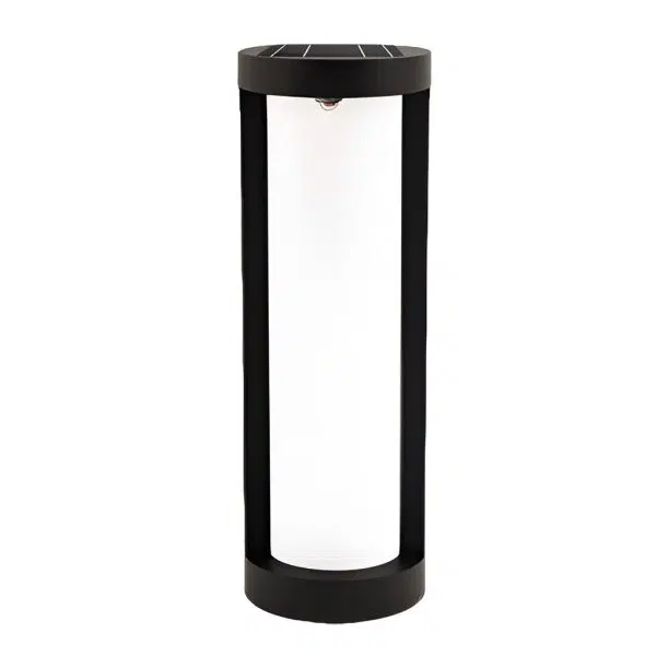 Black Cylindrical LED Pathway Lights Solar and Wired Outdoor Lighting Solutions - Image 8