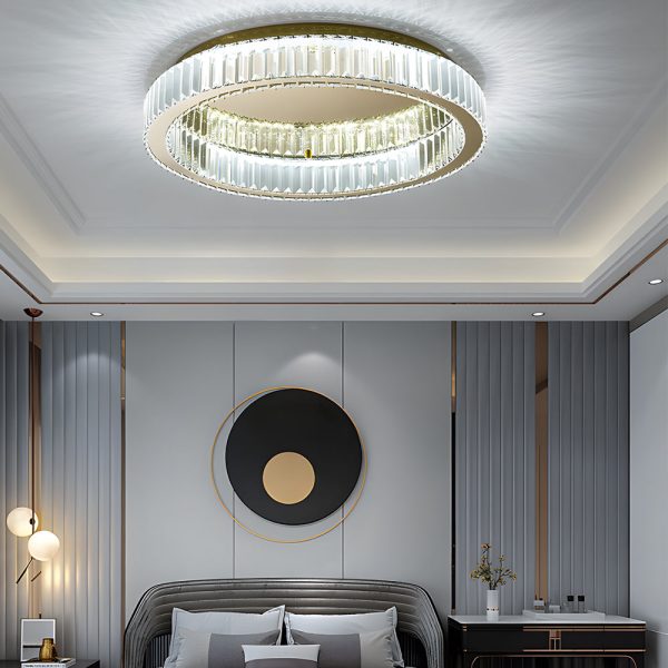 Round Crystal Stepless Dimming LED Luxury Post-Modern Ceiling Light Fixture - Image 2
