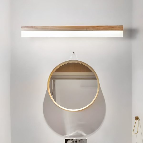 Natural Wooden LED Bathroom Vanity Light with Plastic Shade Mirror Lighting Fixture - Image 4