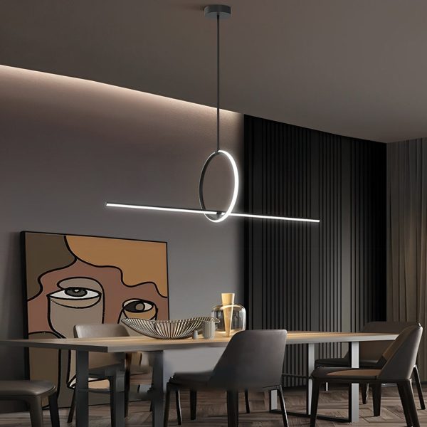Long Strip Ring Three Step Dimming Modern Minimalist LED Chandelier - Image 4