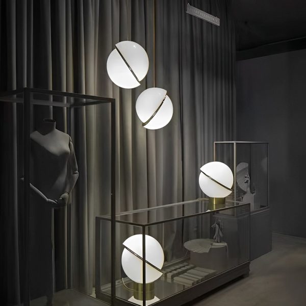 Round Creative Electroplated Iron Acrylic White Nordic Pendant Lights - Image 2