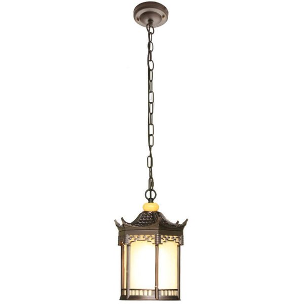 Retro Chinese Outdoor Waterproof Hexagonal Lantern 1-Light Patio Pendant Light - Image 7