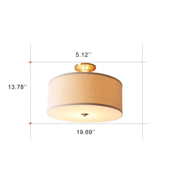 Fabric 1-Light Drum Semi-Flush Mount Lighting - Image 4