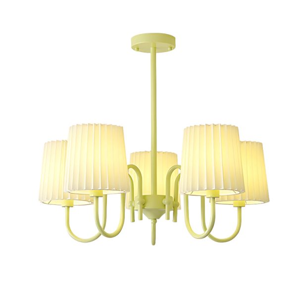 Pleated Fabric Retro Pastoral Green French Style Chandelier Hanging Lights - Image 9