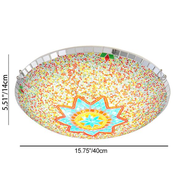 Traditional Tiffany Semicircle Hardware Glass 2/3/4 - Light Flush Mount Ceiling Light For Living Room - Image 5