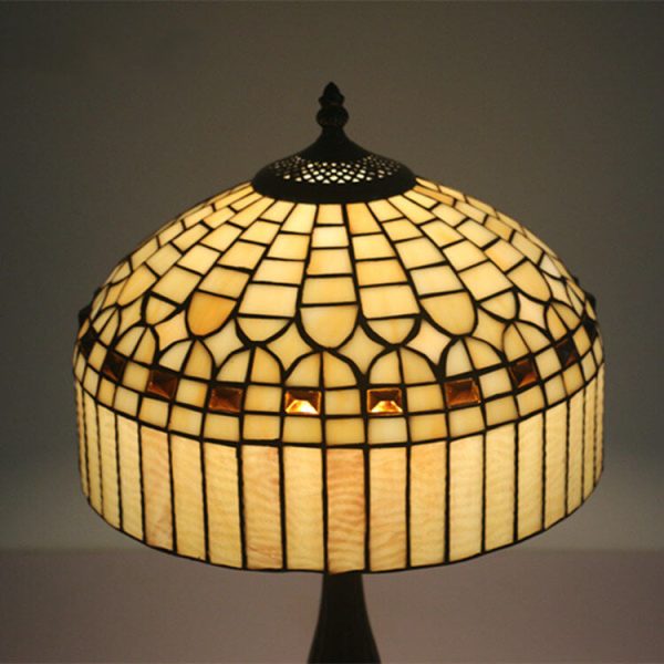 European Tiffany Yellow Baroque Glass 1-Light Table Lamp - Image 6