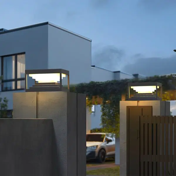 Square Steps Creative Waterproof LED Black Modern Solar Post Caps Lights - Image 4